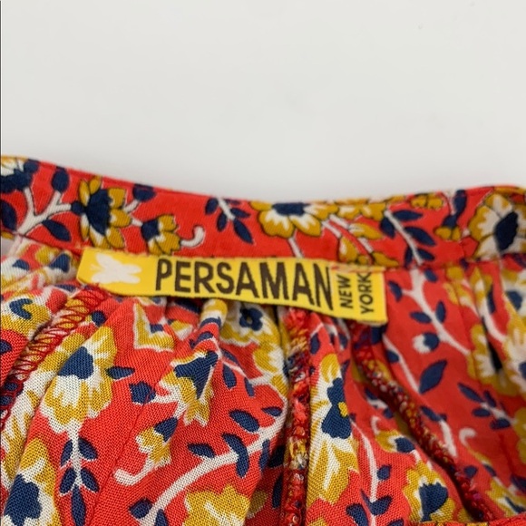 Persaman New York Boho blouse top shirt floral back keyhole red v-neck Medium - Picture 4 of 5